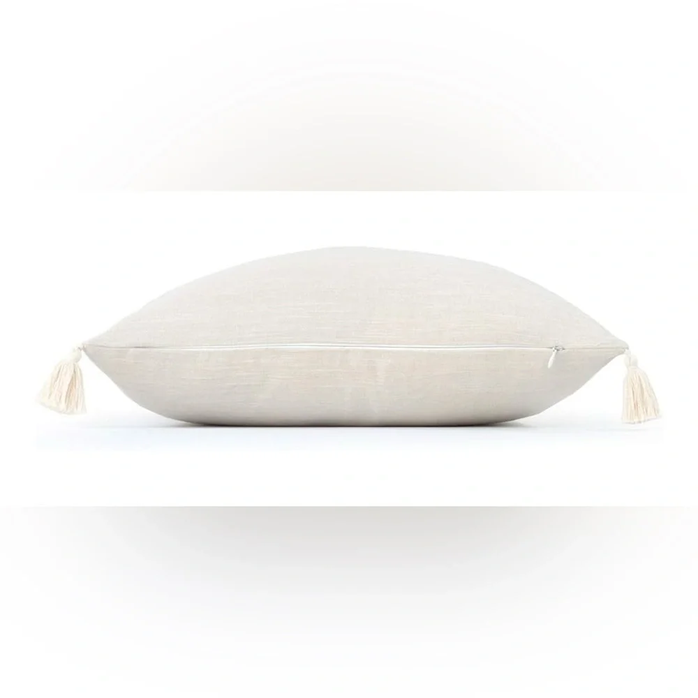 Elegant Cream Throw Pillow cover with Tassels - Picture 5 of 7